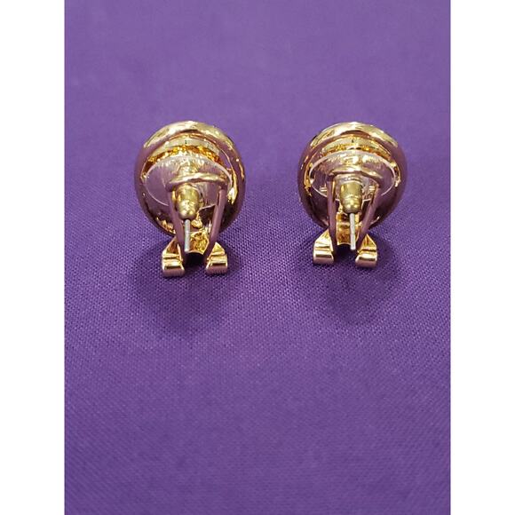 Butterscotch Yellow Rhinestone Crystal Earrings Classy Glam Gold Tone Pierced - Picture 5 of 8